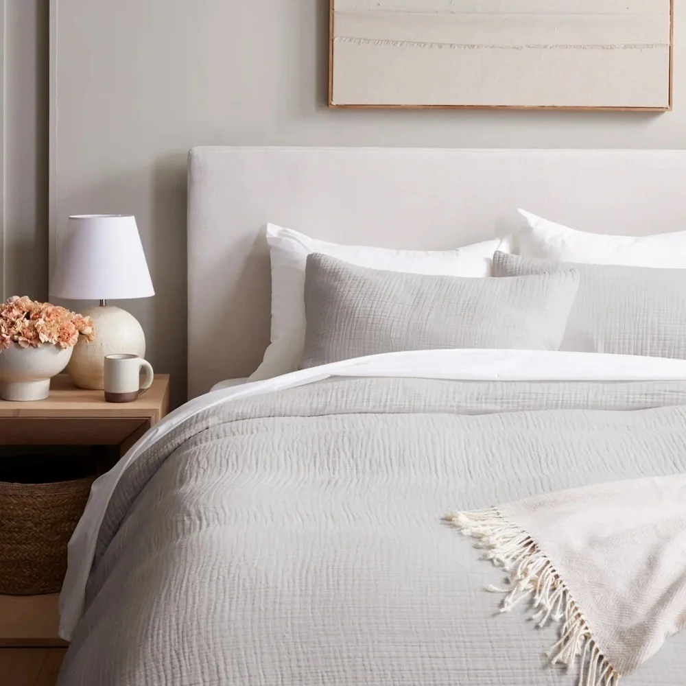 QUINCE 100% Organic Airy Gauze Sham Set In Dune color KING $50  $90